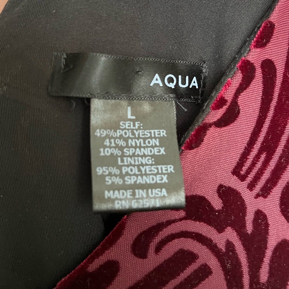 Aqua Maroon Velvet Burnout Skater Dress, Size Large - Picture 5 of 5